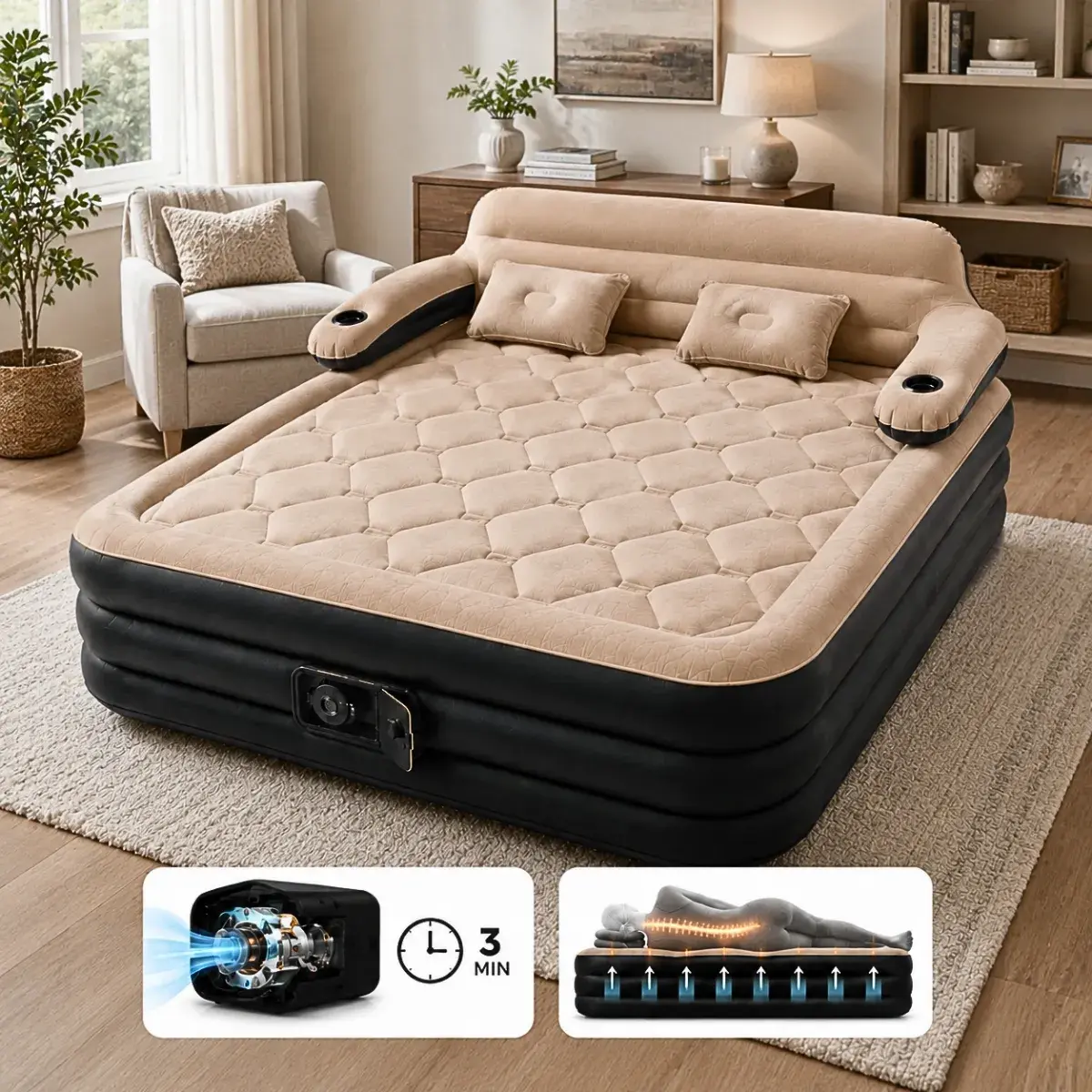 DreamNest self-inflating mattress with complete kit included